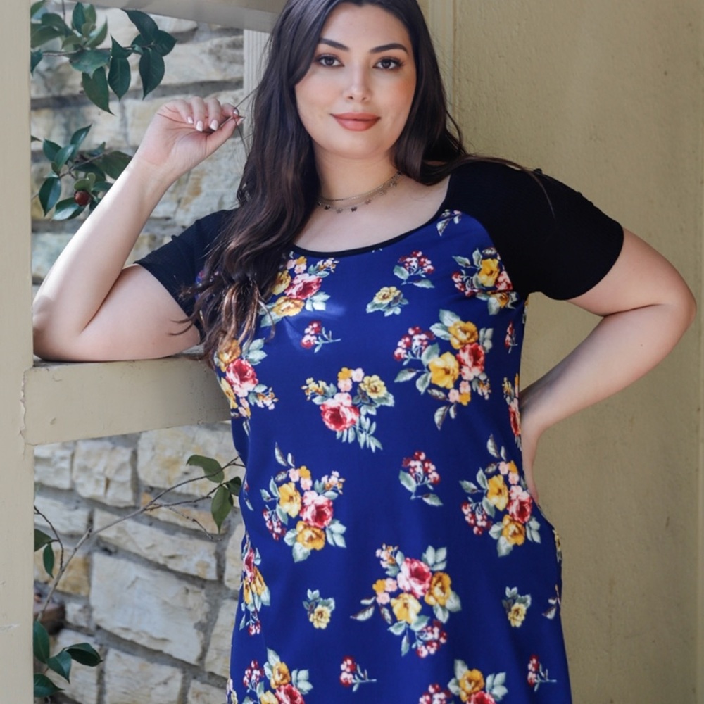 Floral Blue and Black Dress MADE IN THE USA!!